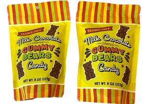 2 Packs Trader Joe's Milk Chocolate Covered Gummy Bears 8 Oz Each - Picture 1 of 6