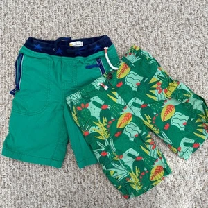 Mini Boden Boys Shorts Size 6Y Summer Green Forest Pockets Drawstring Set of 2 - Picture 1 of 8