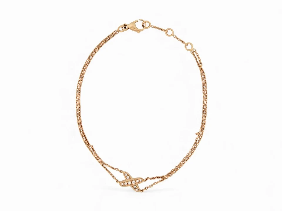 BRACCIALE CHAUMET SET DI MAGLIE IN ORO ROSA 18K 3GR 10 DIAMANTI 0.1CT... - Immagine 1 di 1