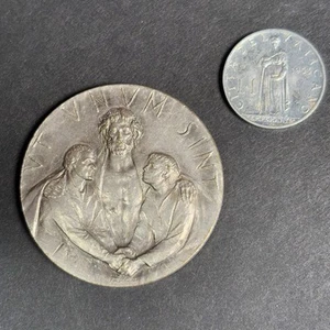 1975 Silver Pope Paul VI Commemorative Medal & Vatican 1953 1 Lire AU - Picture 1 of 5