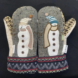 Mitones de muñeco de nieve de punto únicos - Imagen 1 de 10