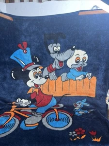Vintage blau Mickey Mouse Babydecke Fleece Fahrrad Pluto Donald Klopfer 52X44 - Bild 1 von 7