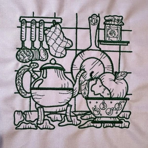 Teekanne Obstschale Gestickt Stoffstück Rosa Baumwollstoff Patchwork Basteln - Bild 1 von 4