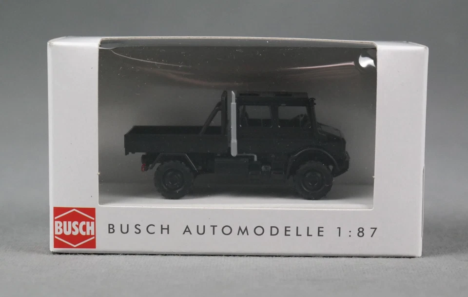 Busch 51085 H0 Mercedes-Benz Unimog U5023 Doppelkabine schwarz H0 Neu