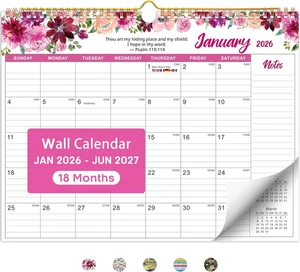 2026 Calendar, 18-Month Wall Calendar with Bible Verses, Runs from January 2026  - Picture 1 of 12