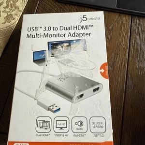 J5 CREATE USB 3.0 to Dual HDMI Multi-Monitor Adapter JUA365 **NEW** - Picture 1 of 2