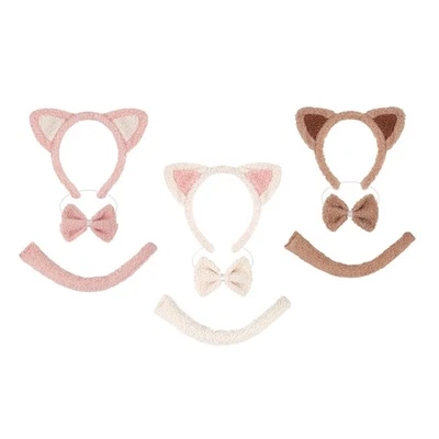Cats Costume Halloween Animal Costume Cats Ears Headbands Tail Bowtie 1/3pcs - Image 1 of 4