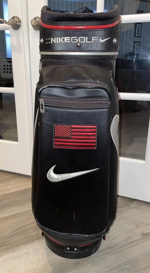 🚨 Nike VR Tour Golf Cart Bag w/ Rain Cover Black/Red/Silver Used Free Ship ⛳️ - Image 1 of 4