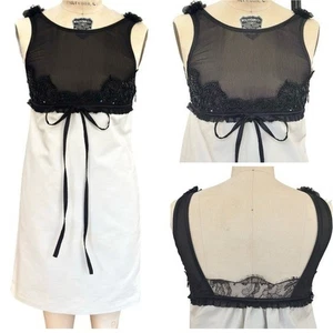DSQUARED2 Lace and Satin Mini Dress in Cream/Black Size S - Picture 1 of 12