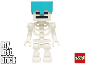 LEGO Minecraft - Minifigura Esqueleto Medio Casco Azul de 21261 (min178)-NUEVO - Imagen 1 de 7
