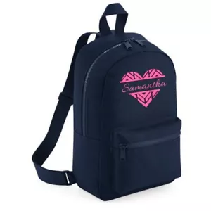Personalised Heart and Name Women Kids Backpack for Travel School Bag Custom - Picture 1 of 3