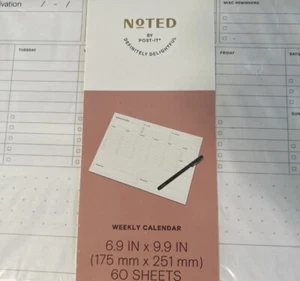 Noted By Post-It Weekly Planning Calendar 6.9" x 9.9" Sticky Notes 60 Sheets NEW - Picture 1 of 3