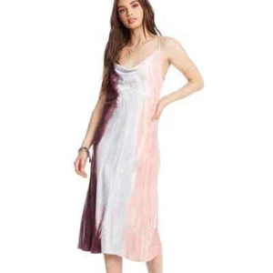 Chaser Samtkleid burgund bis rosa Batik Midi V-Ausschnitt Gr. M NEU - Bild 1 von 9