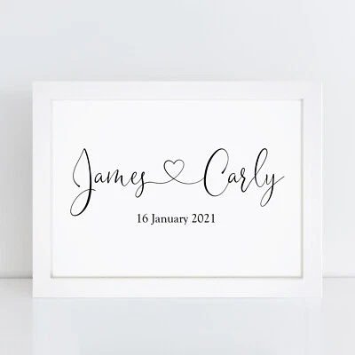 VIOLET GRACE Personalised Mr & Mrs Couples Engagement Framed Print Gift Valentines Day Gifts