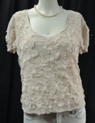 Urban Outfitters Silence + Noise crop top stretch shirtcream destroyed SZ S NEW  - Image 1 of 4