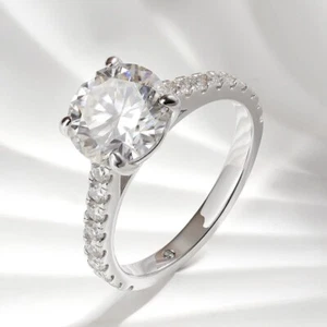 3-4ct Moissanite Engagement Ring Wedding Band S925 Silver 18K White Gold Plated - Picture 1 of 14