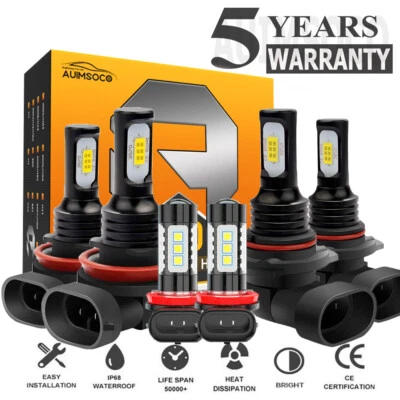 For GMC Terrain Sport Utility 2010-2015 Pure White LED Headlight Fog Light Bulbs - Image 1 of 4