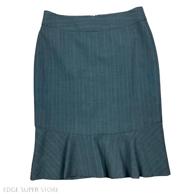 Classiques Entier Gris Oscuro Amarillo Rayas Cremallera Traje de Caja Falda Plisada Talla 4 Foto 1 de 4