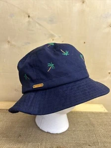 CARIBBEAN JOE Bucket Blue Hat Cotton Outdoor Camp Sailor Cap Island Palm Tree - Picture 1 of 6