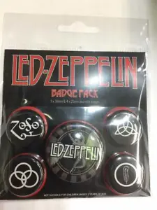 OFFICIAL LICENSED - LED ZEPPELIN - SYMBOLS 5 BADGE PACK ROCK PAGE PLANT - Picture 1 of 1