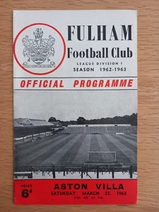 FULHAM v ASTON VILLA 1962-63 League Programme - Picture 1 of 7