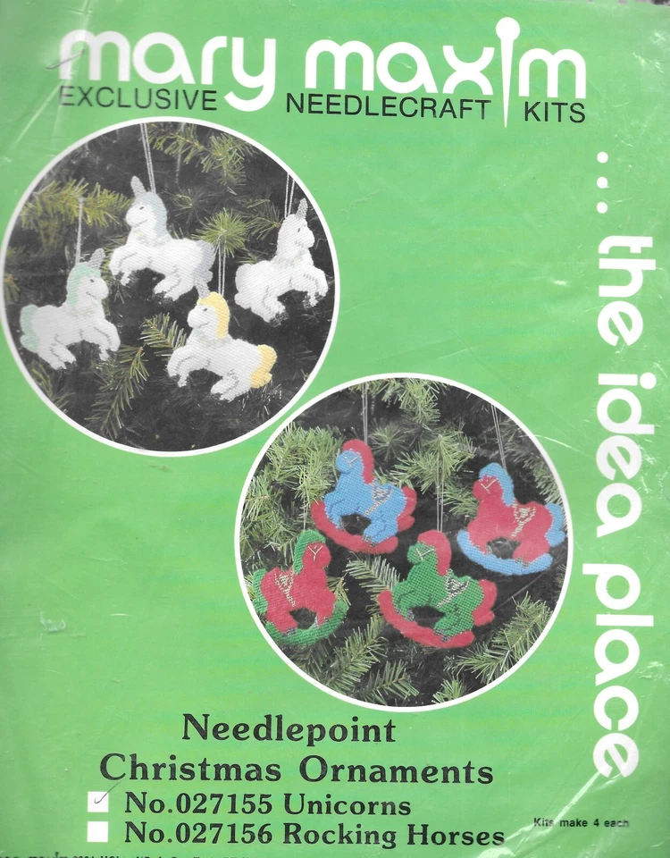 Единорог 4 рождественские украшения игла точка запечатанный набор Mary Maxim винтажный - Изображение 1 из 1
