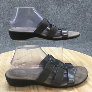 LifeStride Sandals Womens 10 Wide Talk Slide Gray Fabric Slip On Casual Wedge - Picture 1 of 16