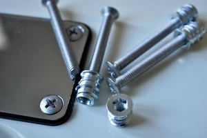 Stainless Steel Bolt-On Neck Guitar Screws and Inserts for Strat, Tele and Bass - Bild 1 von 11