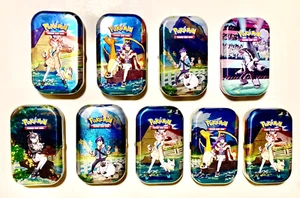 8 Empty Pokemon TCG Crown Zenith Mini Tins and 1 Empty Galar Power Mini Tin - Picture 1 of 6