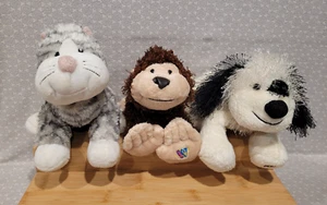 Webkinz Cheeky Black & White Dog Monkey Sterling Stripe Gray Cat Plush Toy Set - Picture 1 of 8