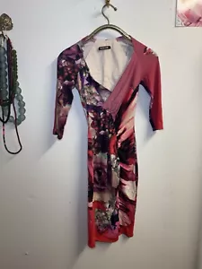 ROBERTO CAVALLI pink floral rose bodycon dress sz small worn once. - Picture 1 of 21