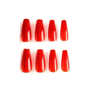 Faux Ongles + Adhésifs - Bout Stiletto Long - Rouge - Picture 1 of 1