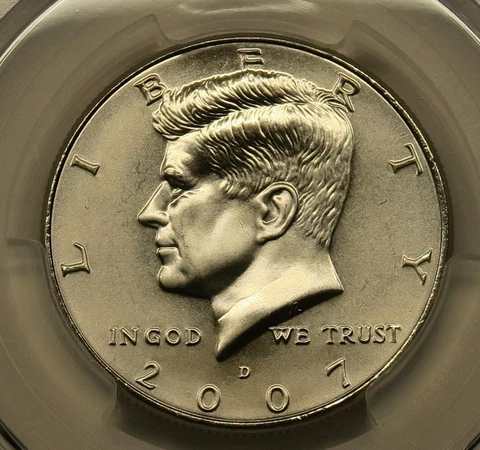 2007 D Satin Finish Kennedy Half Dollar PCGS SP68 Free Shipping Cover