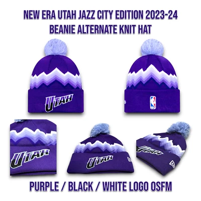 New Era Utah Jazz City Edition 23-24 Alt. Knit Hat Purple / Black/ Logo OSFM A1 - Image 1 of 4