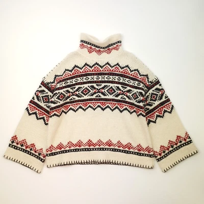 Polo Ralph Lauren Fair Isle Suéter Grande Mujer Tejido con Cable Jersey Cuello Embudo Foto 1 de 4