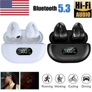Bluetooth 5.3 Wireless Earbuds Ear-Clip Bone Conduction Headphones Sport Headset - Picture 1 of 14