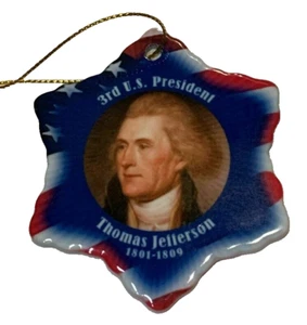 Thomas Jefferson 3rd US President Porcelain Christmas Double Sided Ornament  - Picture 1 of 1
