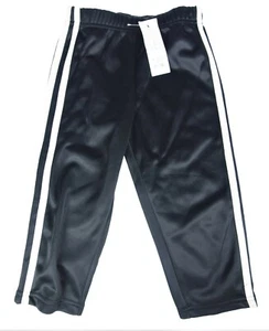 24M Toddler Sweatpants Jogger Black with White Stripe Pull On Pant Fleece Inside - Picture 1 of 5