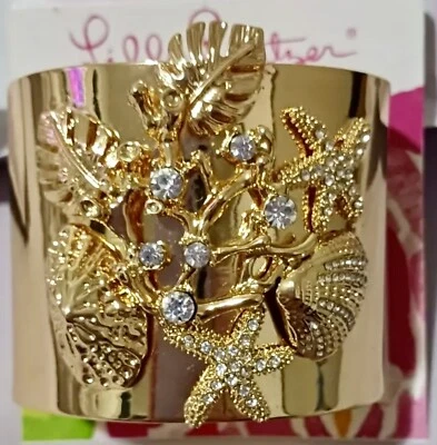 Brazalete Lilly Pulitzer Beachcomber dorado metálico nuevo con etiquetas Foto 1 de 4