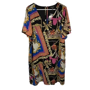 Nuevo con etiquetas Vestido Thalia Sodi Mujer Talla XL Fiesta Boda Artístico Cadena Bufanda Estampado - Imagen 1 de 12