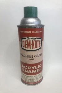 Dayton DEM-KOTE Vtg Spray Paint Can Machine Green Small Cap 2X983 75% Full Used - Picture 1 of 11