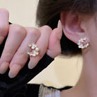  1 Pair Fake Pearl Rhinestone Decorating Ear Stud Statement Flower Earring Studs