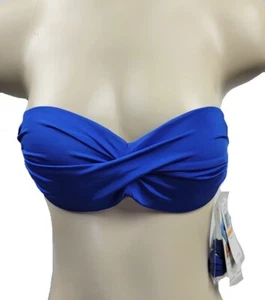 NWT VODA Royal blue swim Twist bandeau Bikini Top Size S with removable straps - Picture 1 of 6