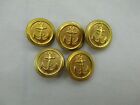 Lot of 5 Vintage Brass Navy Style Merchant Marine Anchor Buttons 18.9mm 384E