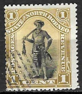 Stamps North Borneo 1894 1c black+bistre used SG66 - Picture 1 of 2