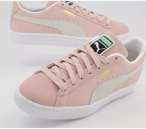 Scarpe da ginnastica Puma scamosciate classiche XXL UK 3 5 pelle di pesca e bianco