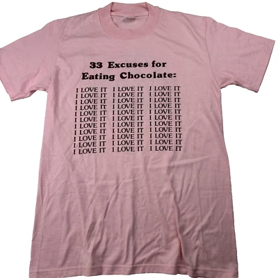 VTG 90's Rocky Mountain Chocolate Factory Stedman T-Shirt M Pink Cotton Made USA — 第 1/4 张图片