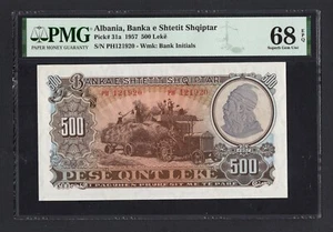 Albania 500 Leke 1957 P31a Uncirculated Grade 68 Top Pop - Picture 1 of 2