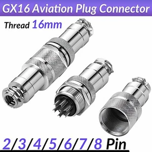 GX16 Aviation Cable Connector Plug 2 3 4 5 6 8 Pin Metal Male Female Panel 16mm - Picture 1 of 27
