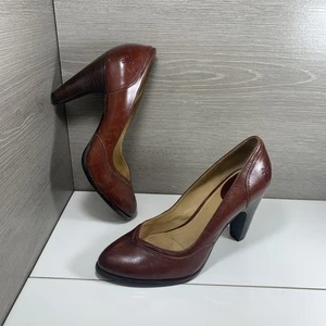 Frye Celeste Heels Sz 8.5M BrownLeather Pumps Designer Office Wear Outing - Picture 1 of 11